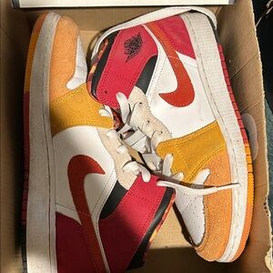 Jordan Red and Yellow High-Top Sneakers